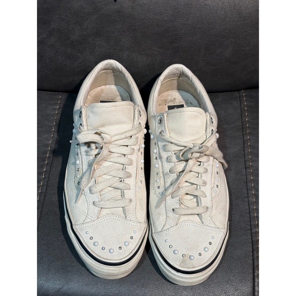 Vans Old Skool Pearlized Vans 36 White Canvas Suede Sneakers Mens 11 507452